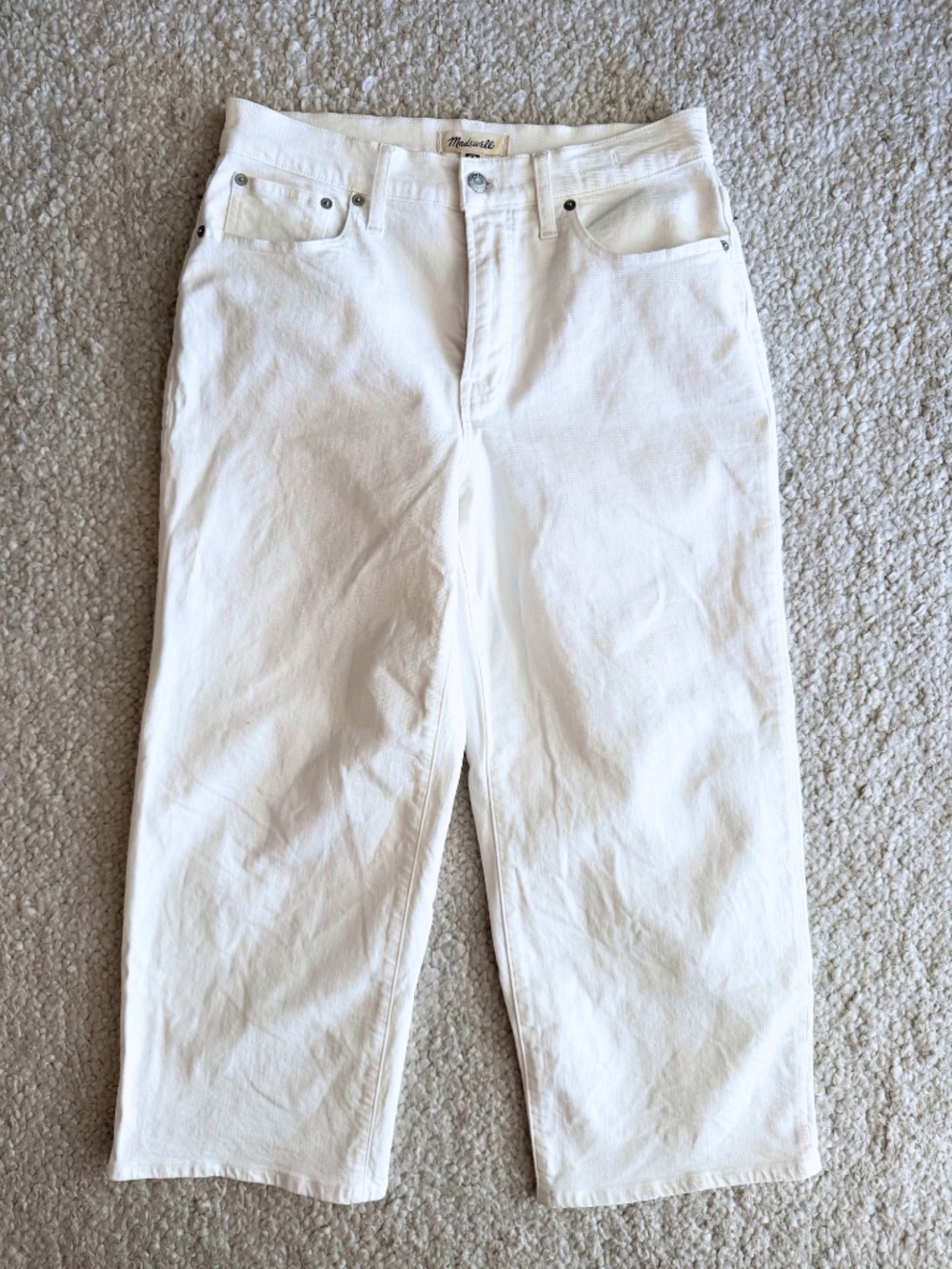 Madewell Perfect Vintage Wide-Leg Crop Jean | Size 30P | Stretch White Jeans